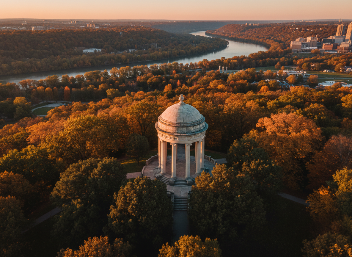 Cincinnati's Eden Park Gazebo at sunset