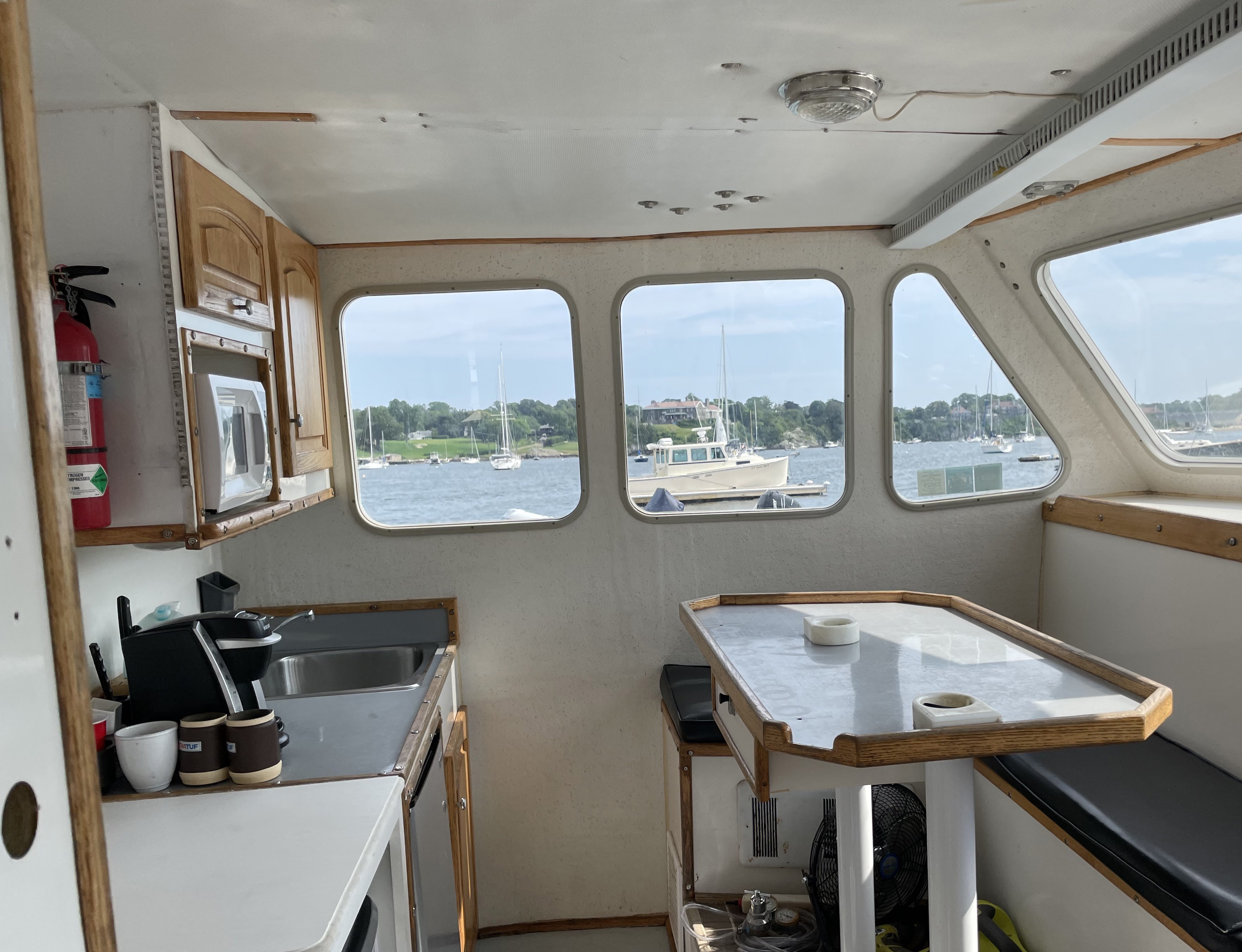 Galley and dining area