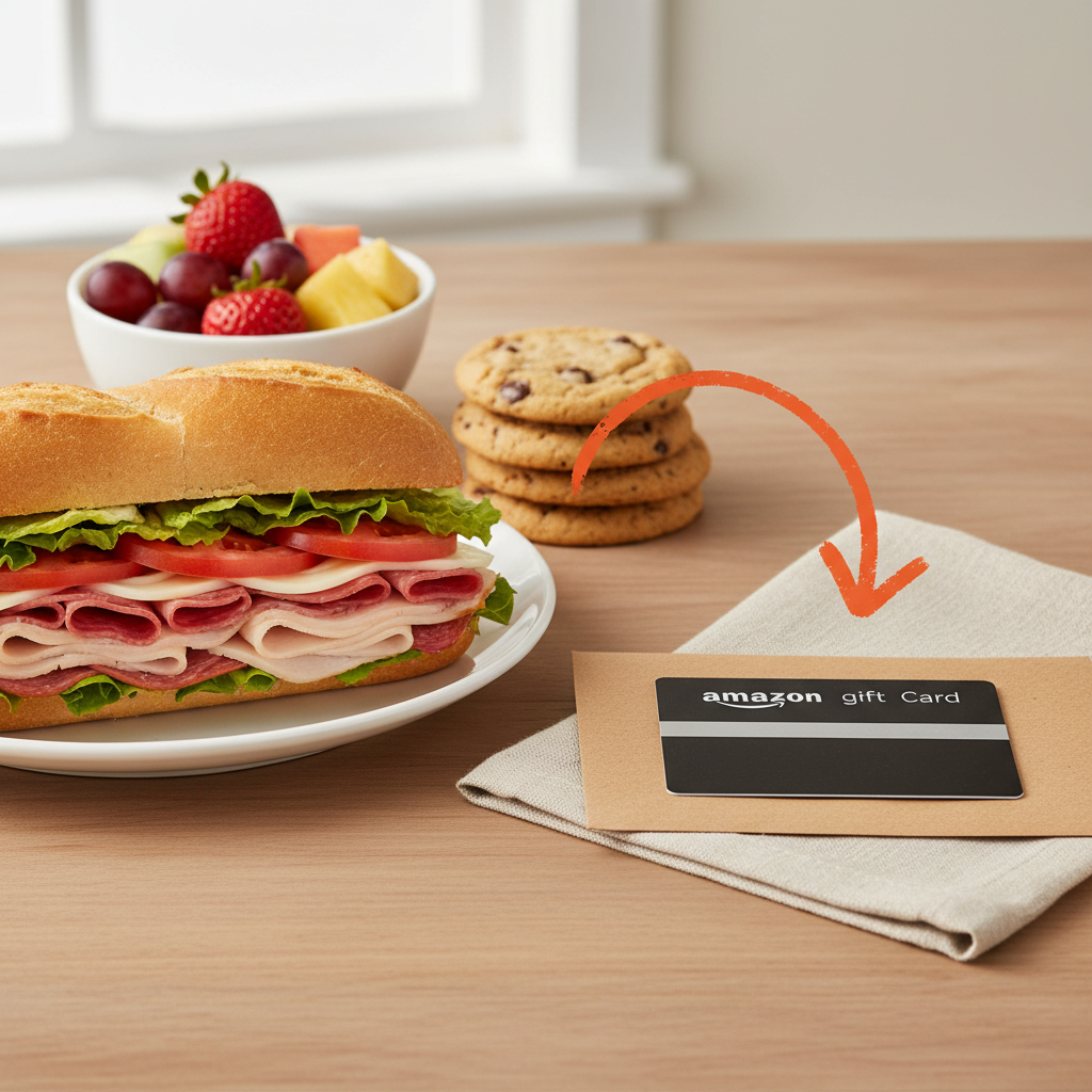 Speedy Subs catering order with Amazon gift card rewards