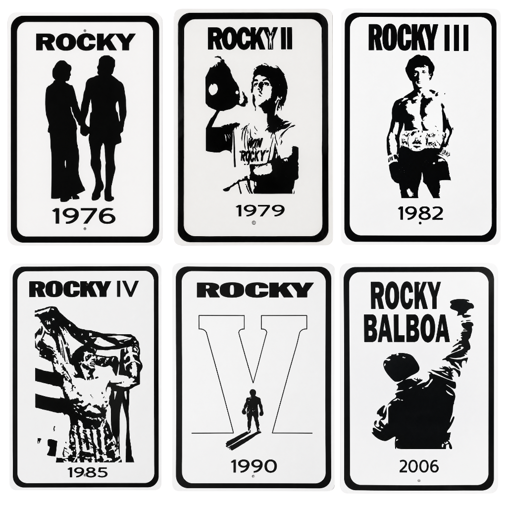 Rocky Film Series 6-Pack Metal Sign Set