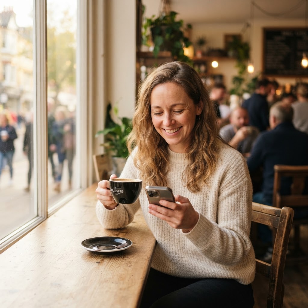 A local customer checking her Kasasa rewards on her phone