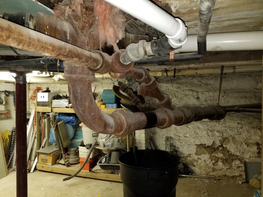 Real plumbing job — basement pipe system
