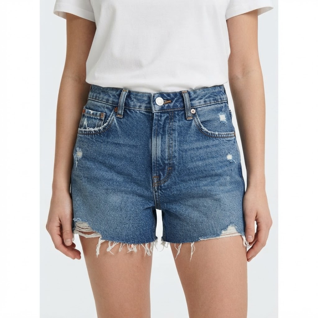 Short en Jean Effiloché