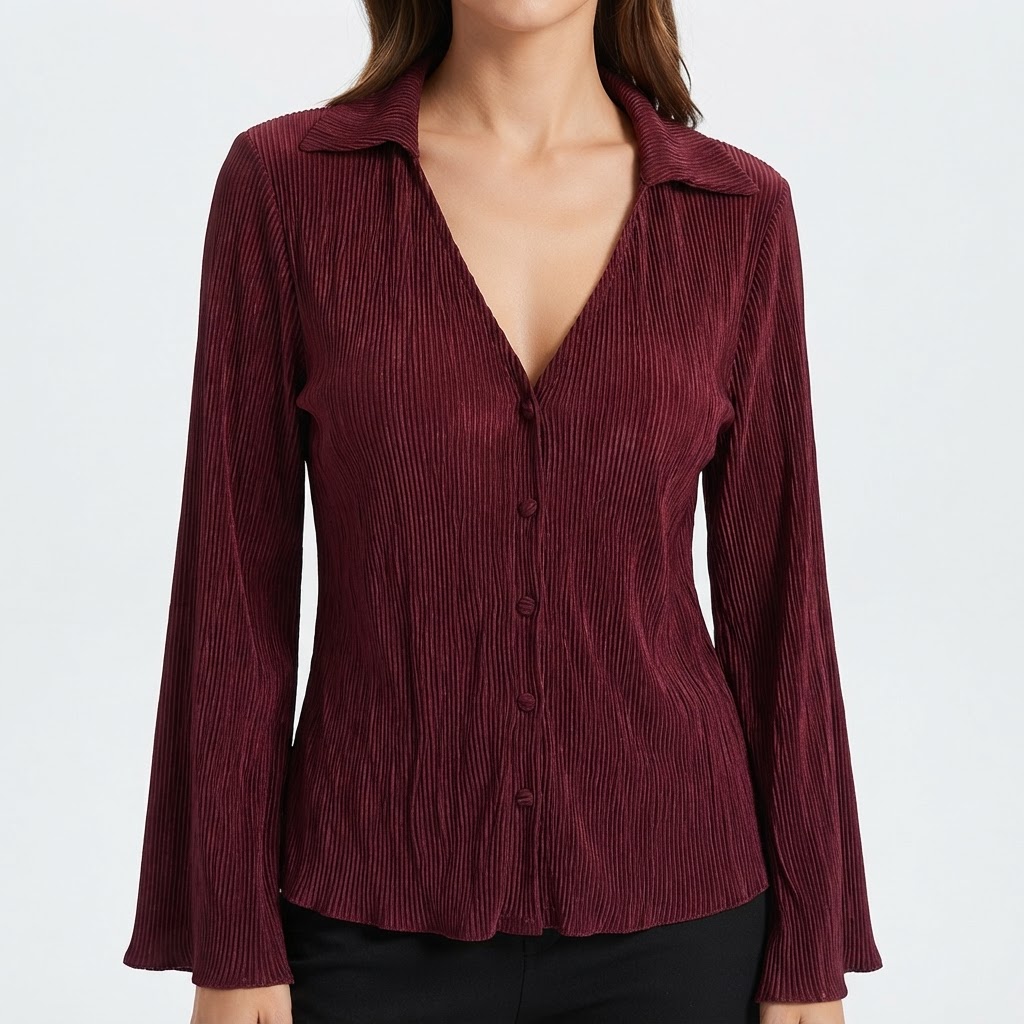 SHEIN | Chemisier Plissé Bordeaux