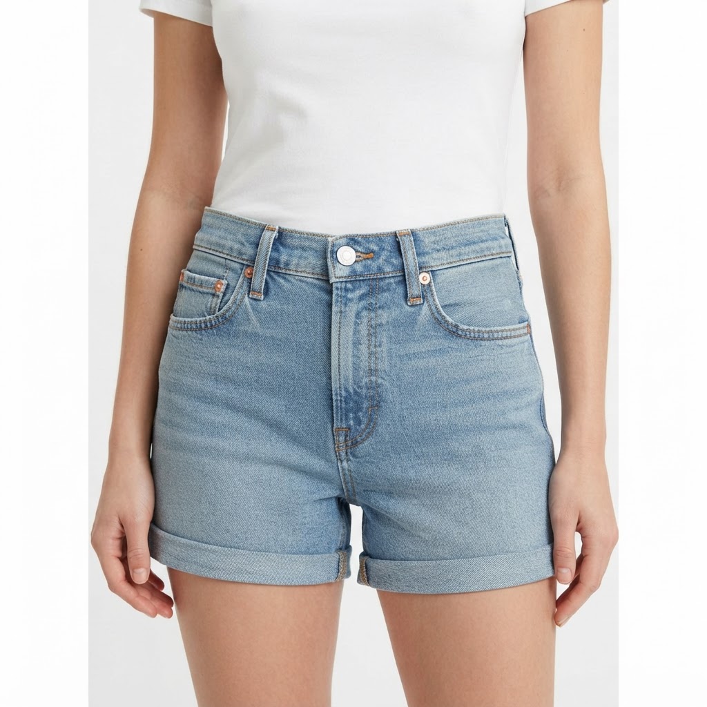 Short en Denim à Revers