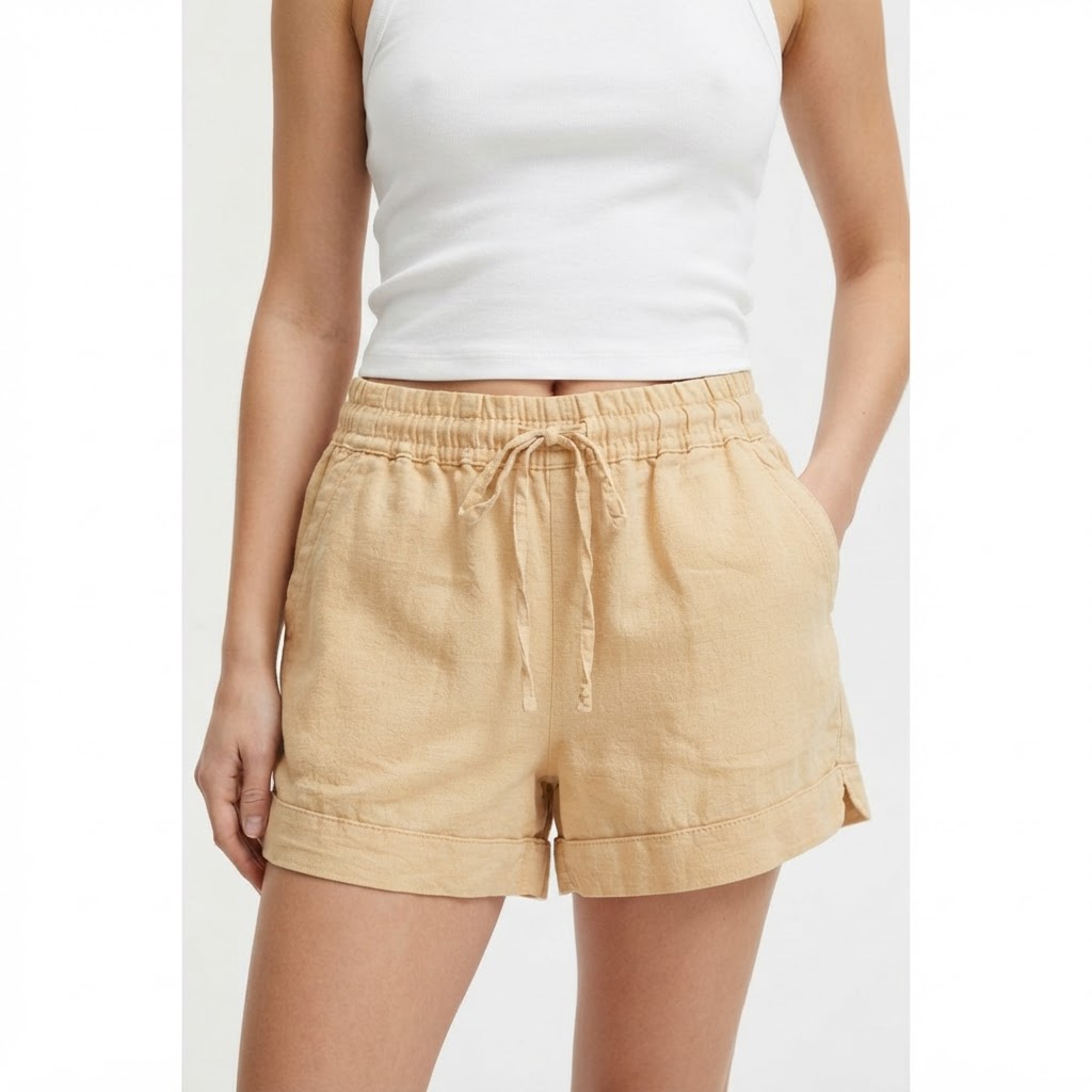 Short en lin beige