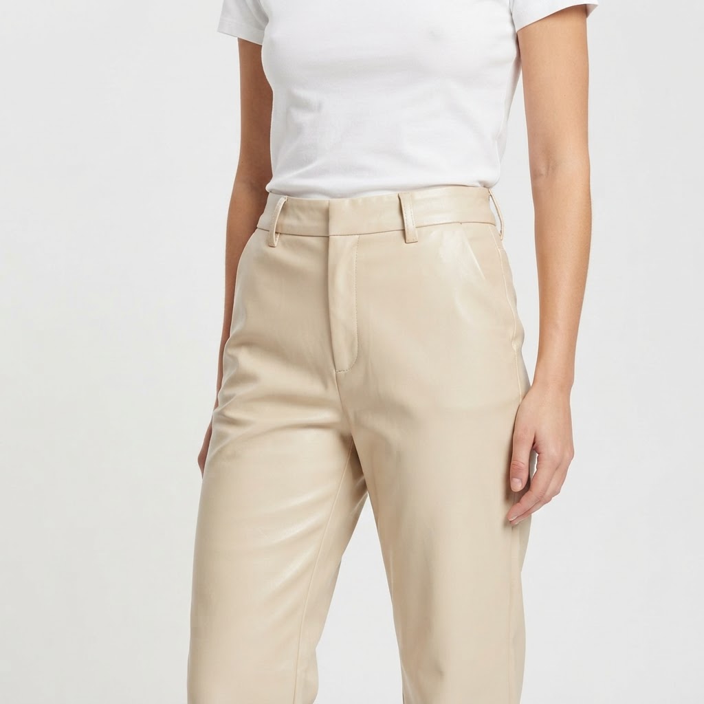 Avec Les Filles | Pantalon en Similicuir Beige