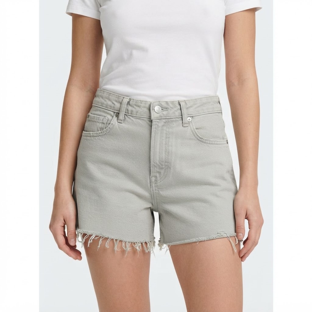 Short en denim délavé