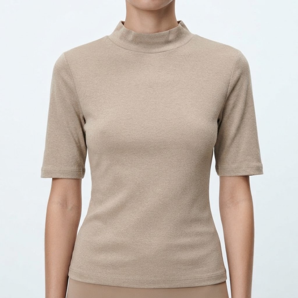 Zara | T-shirt Col Montant Beige
