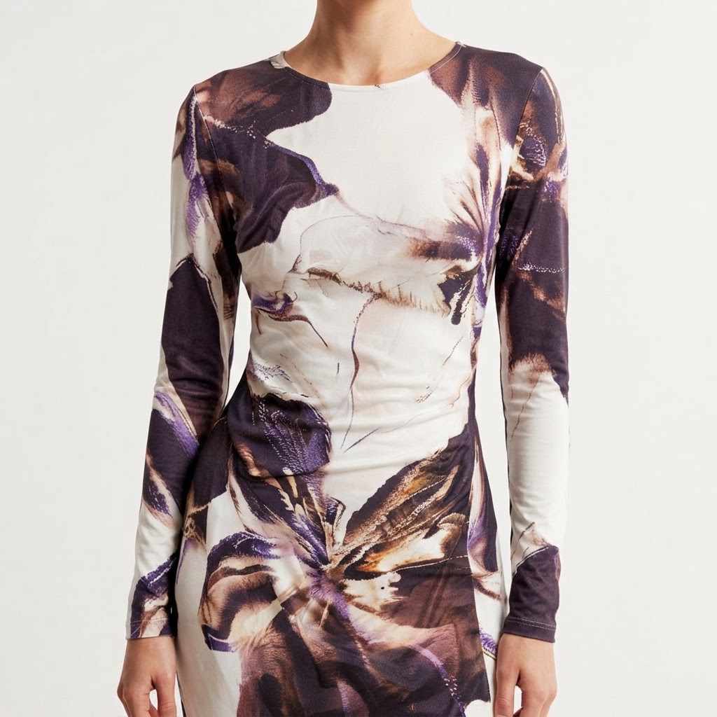 Robe Midi à Imprimé Abstrait