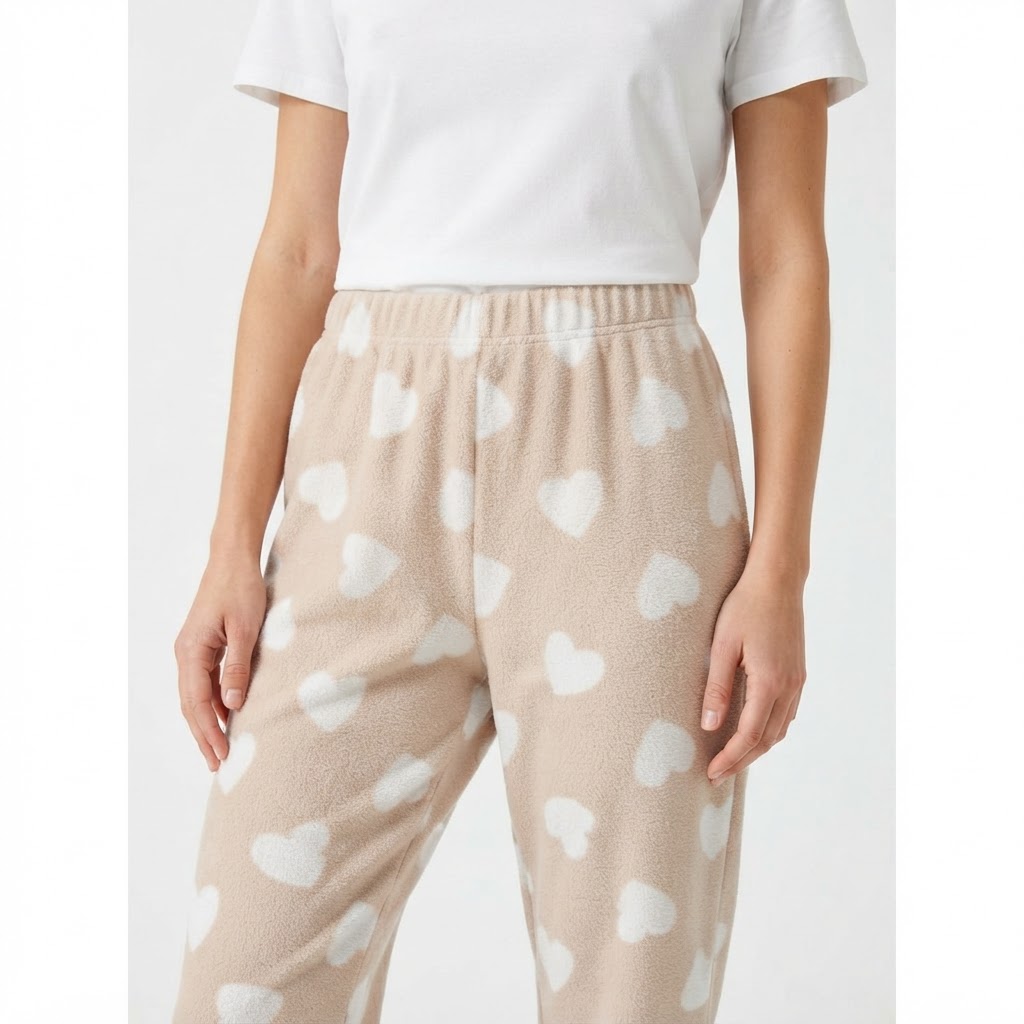 Bas de Pyjama Polaire à Cœurs