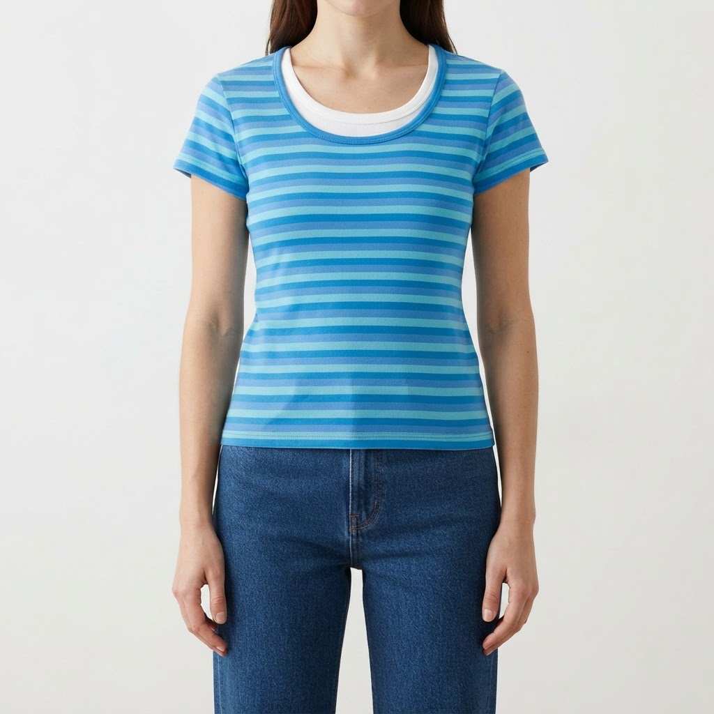 Au Coton | T-shirt Rayé Bleu