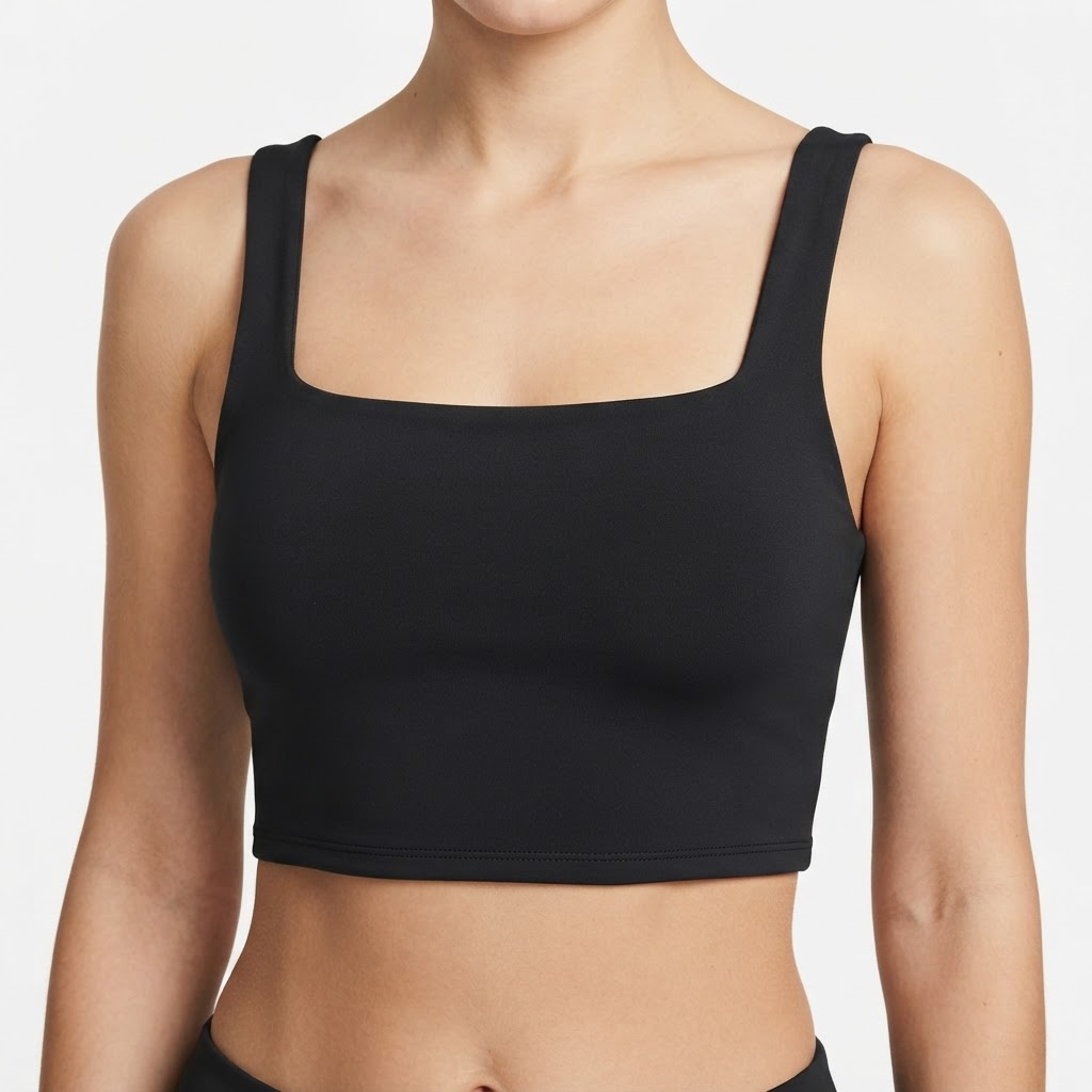 Crop Top Noir à Bretelles Larges