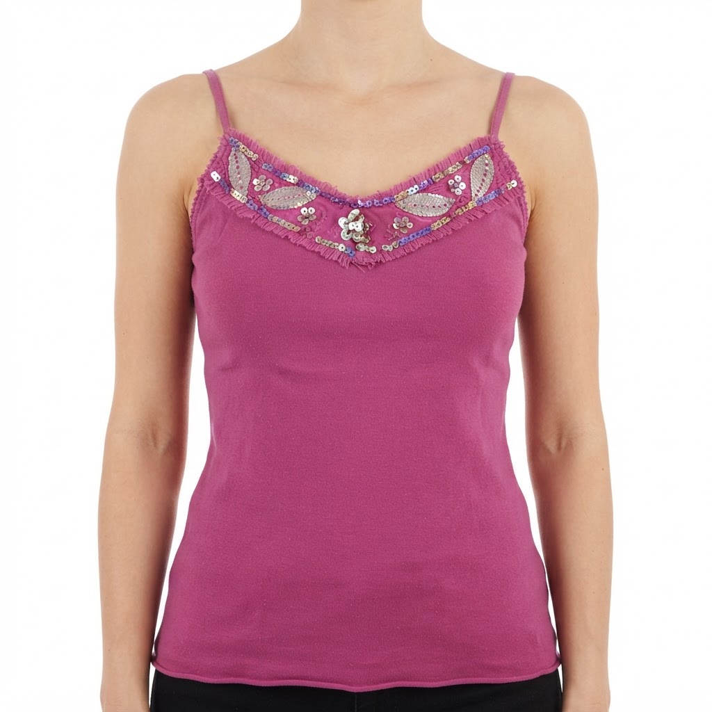 Débardeur Magenta à Paillettes