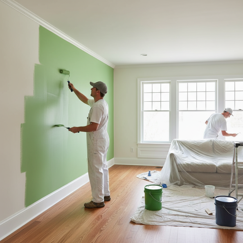 Professional interior painting in progress