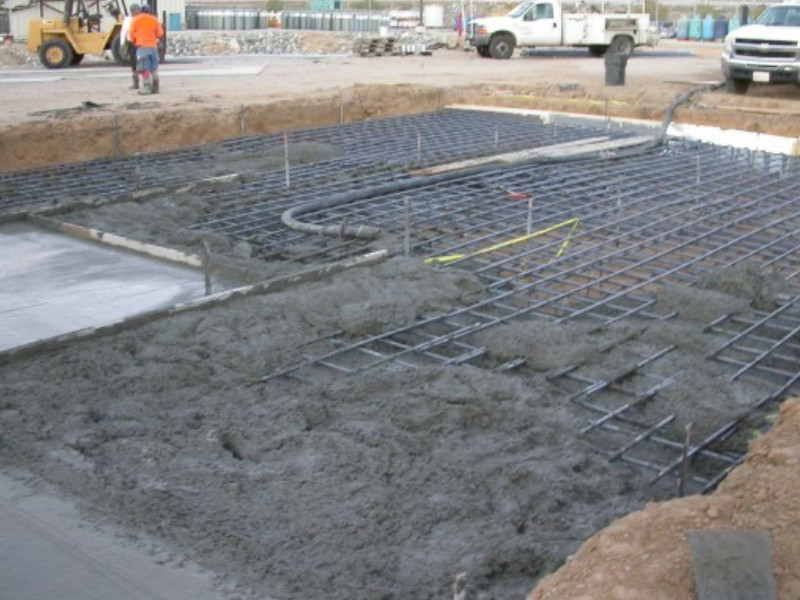 Reinforced concrete foundation rebar mat