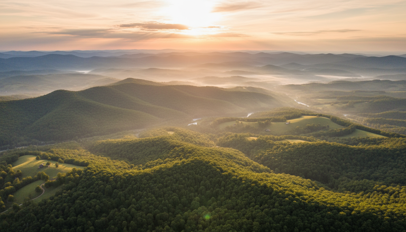 Blue Ridge Mountains at golden hour