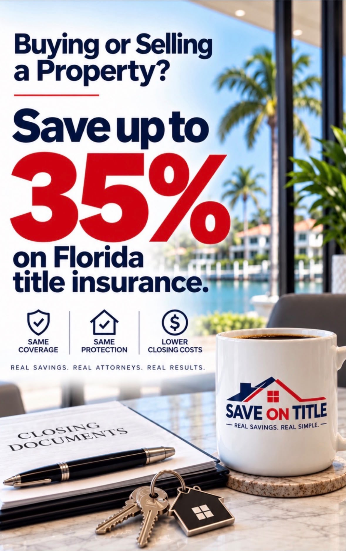 Buying or selling a property? Save up to 35% on Florida title insurance.