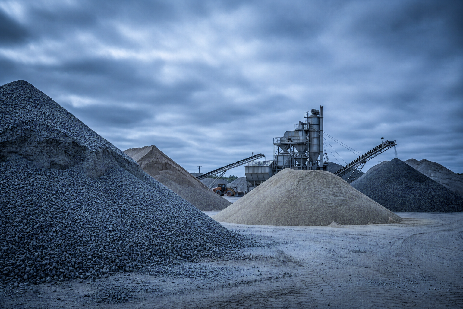 Aggregate stockpiles at SELECT CONCRETE plant