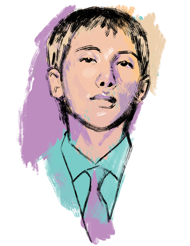RM of BTS hand-painted abstract watercolor portrait canvas print by Adam Shaw