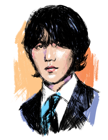Suga of BTS hand-painted abstract watercolor portrait canvas print by Adam Shaw