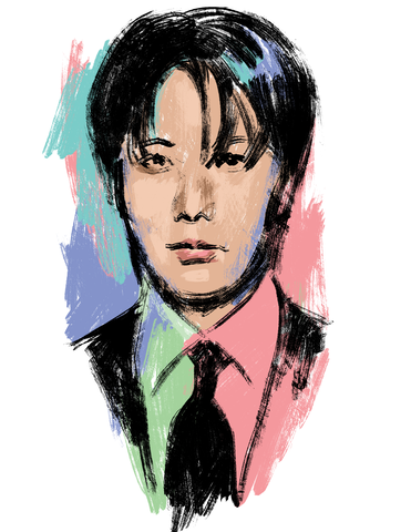 J-Hope of BTS hand-painted abstract watercolor portrait canvas print by Adam Shaw