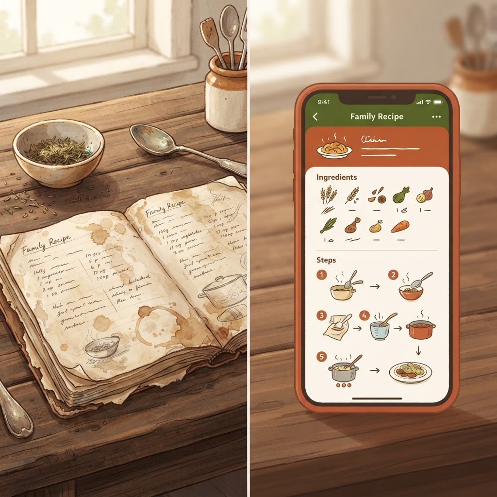 De cuaderno de recetas viejo a receta digital organizada en la app