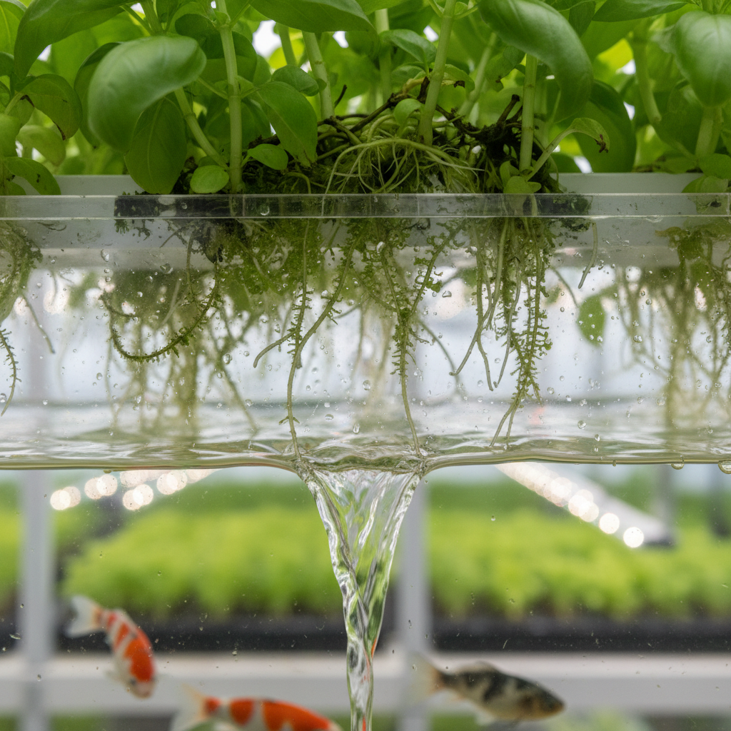 Aquaponic Water Flow Close-Up