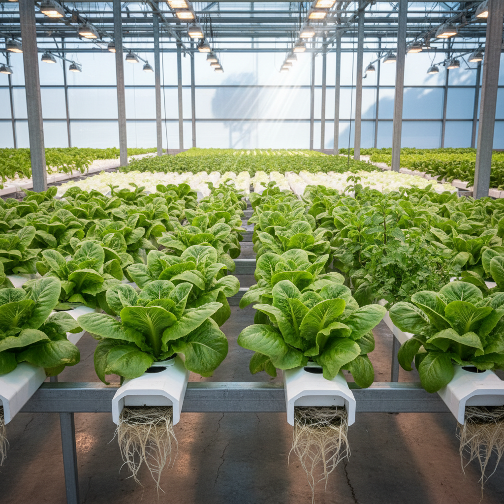 Leafy Greens in Hydroponic Channels