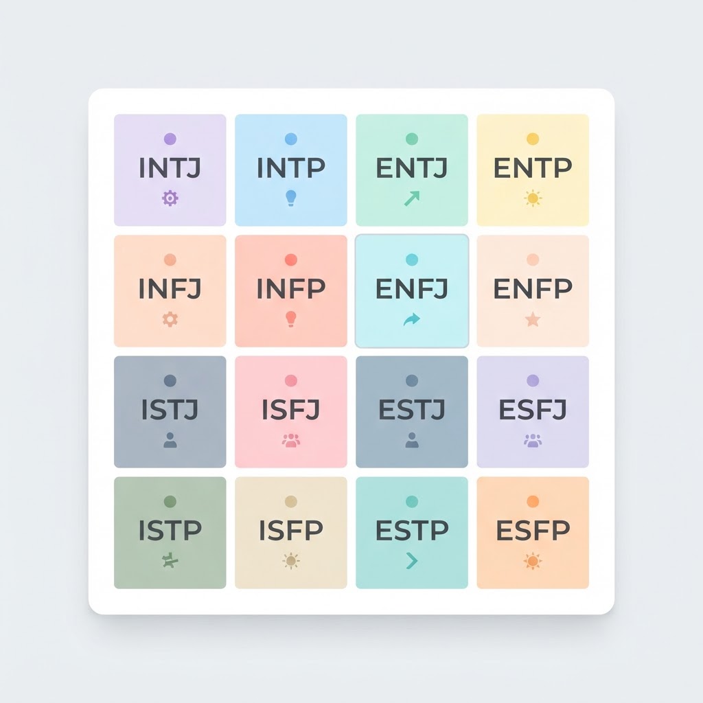 16 MBTI personality types card