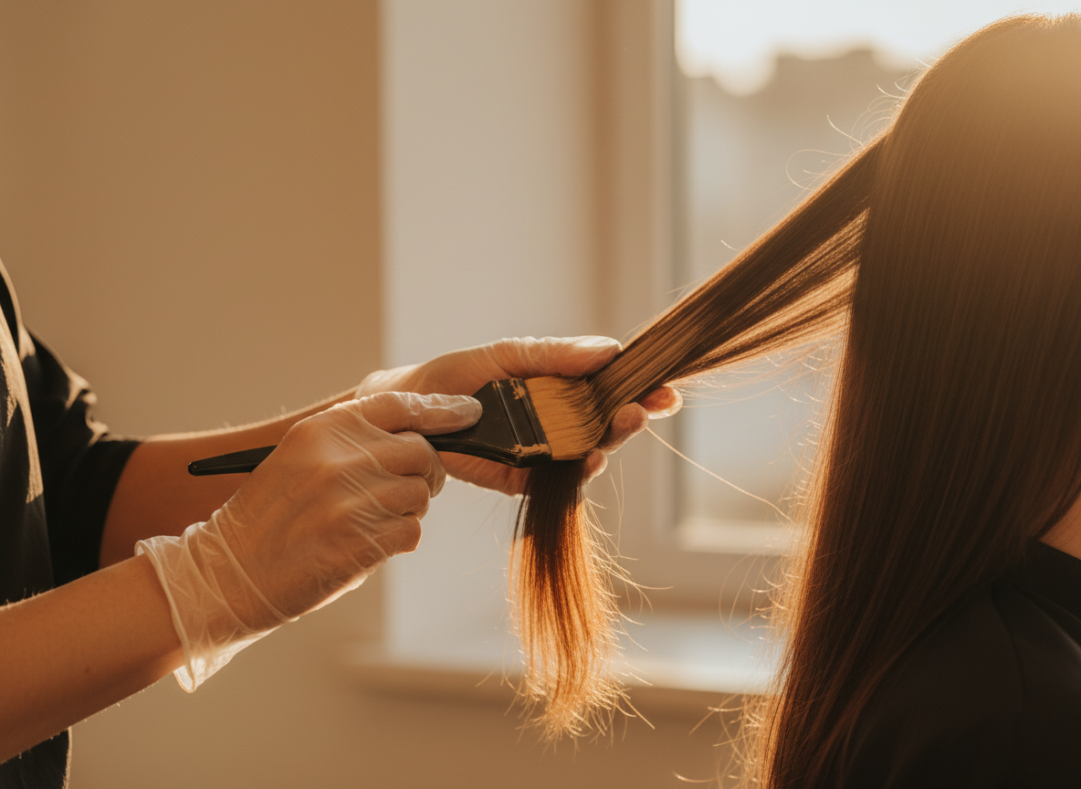 Stylist at work with precision and care