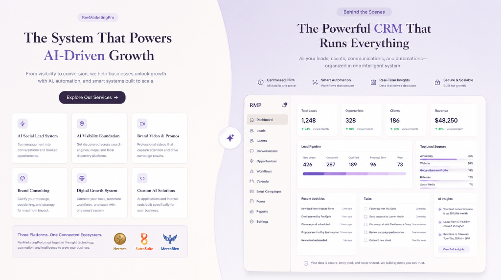 Rev Marketing Pro platform screenshot