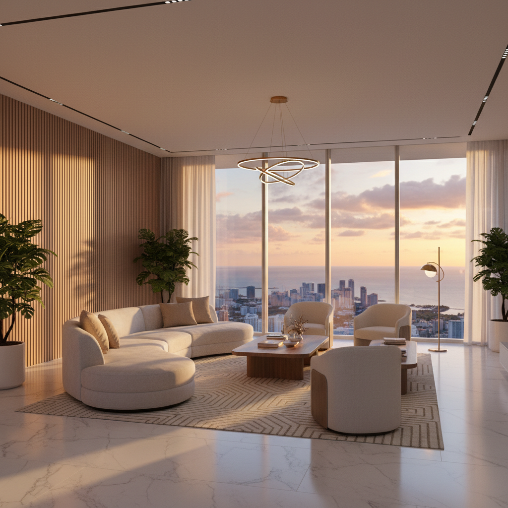 Luxurious Miami view living room