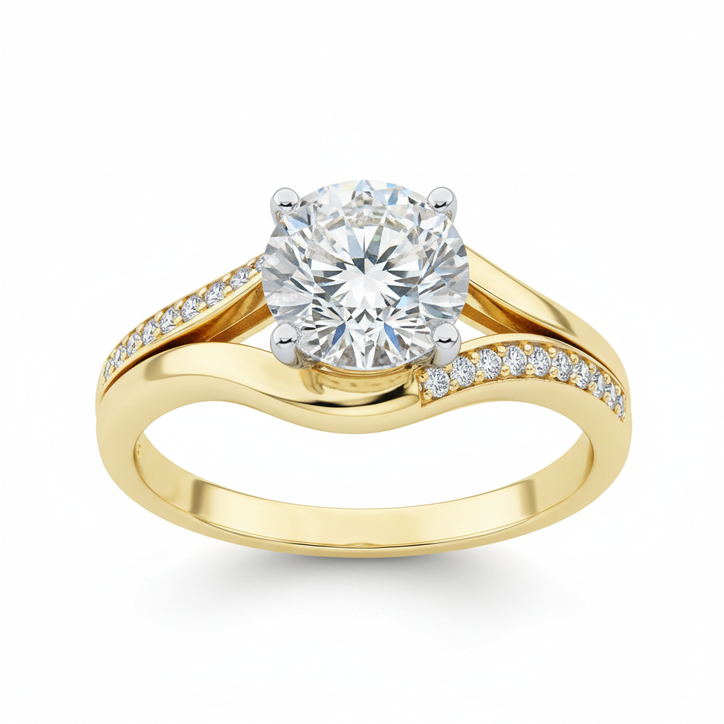 Wedding set engagement ring with band