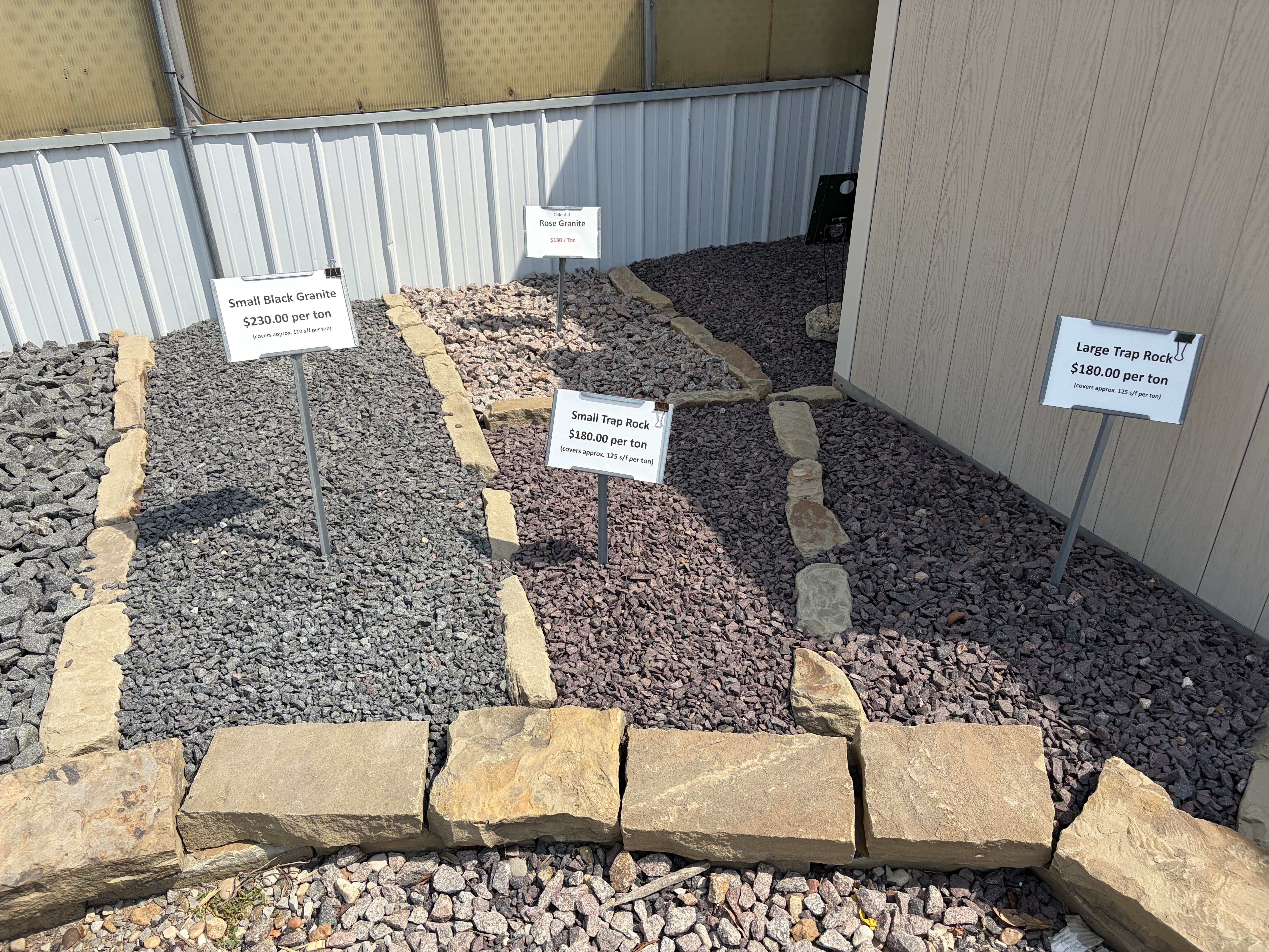 Small Black Granite, Small Trap Rock, Rose Granite & Large Trap Rock display