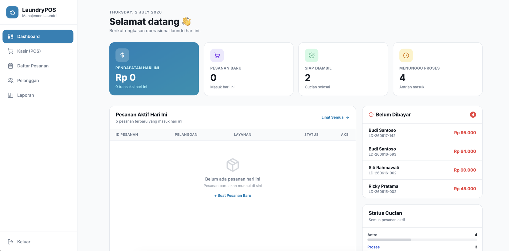 Smart Laundry POS & Management template preview