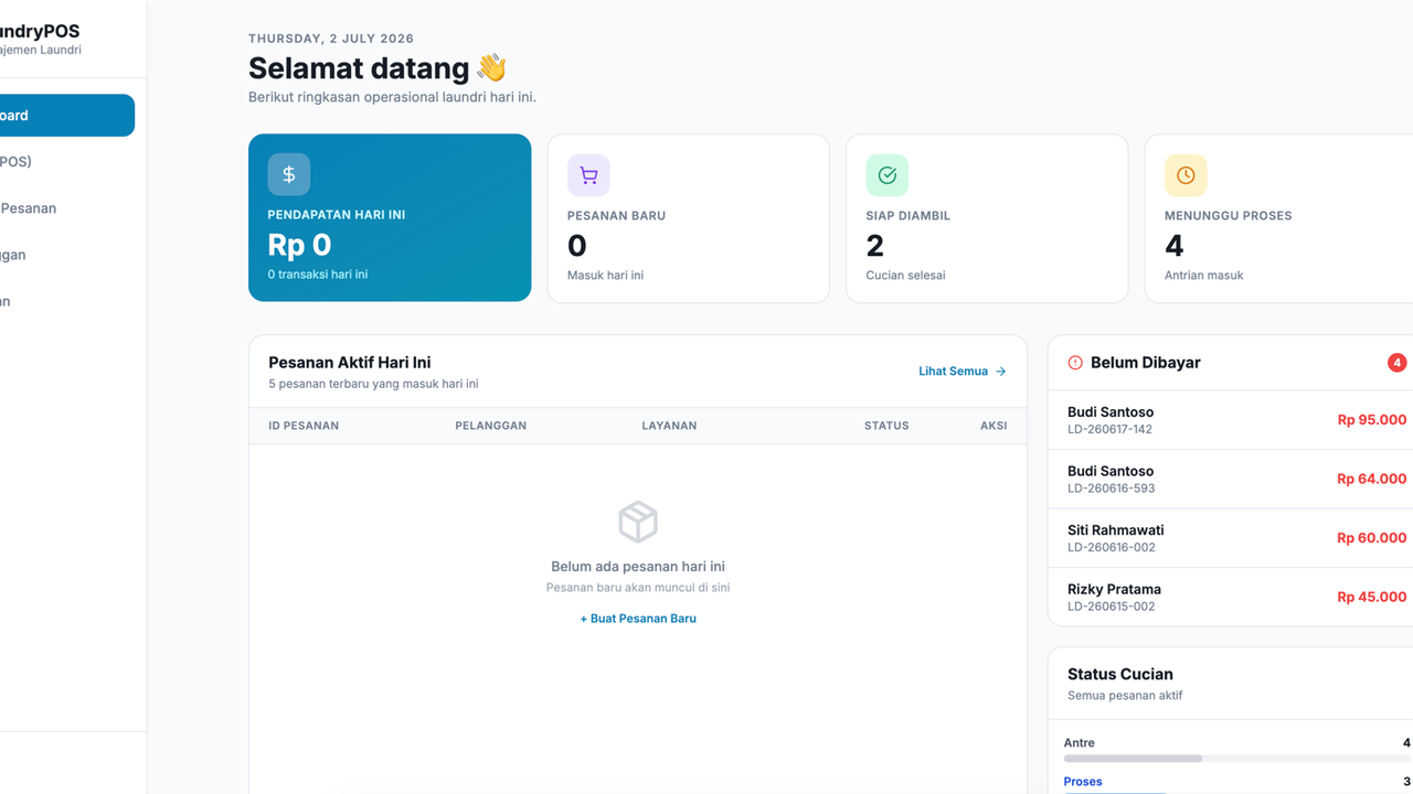 Smart Laundry POS & Management template preview
