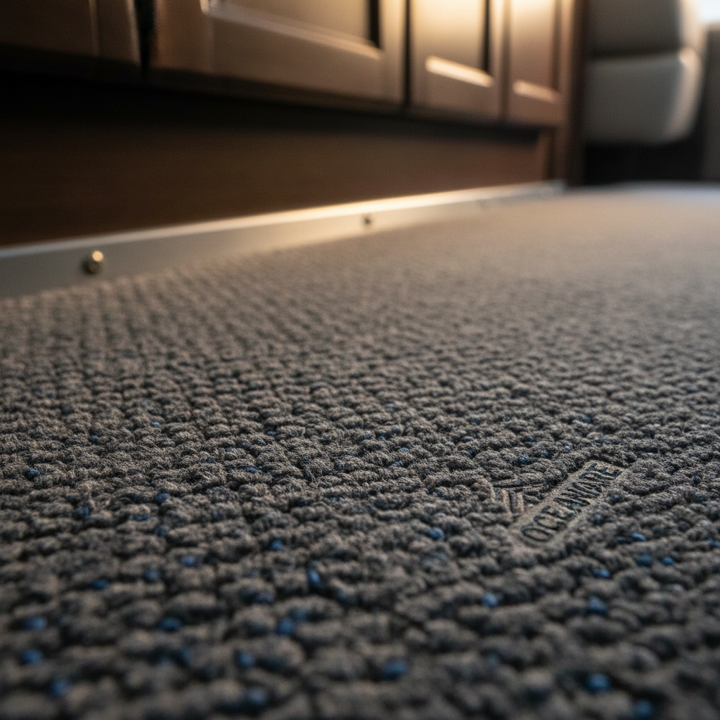 Marine-grade carpet in motorhome interior