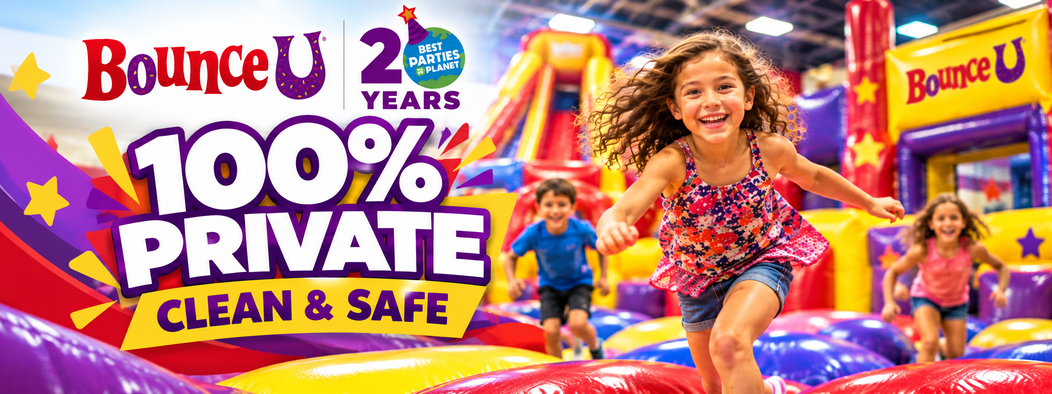 BounceU Omaha — 100% private, clean and safe kids birthday parties. Best parties on the planet