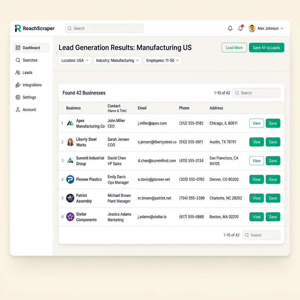 2. Review the American companies ReachScraper finds