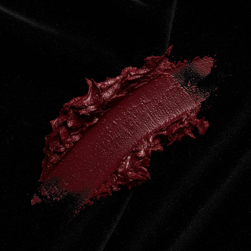 The Noiré Formula — lipstick texture swatch on dark surface