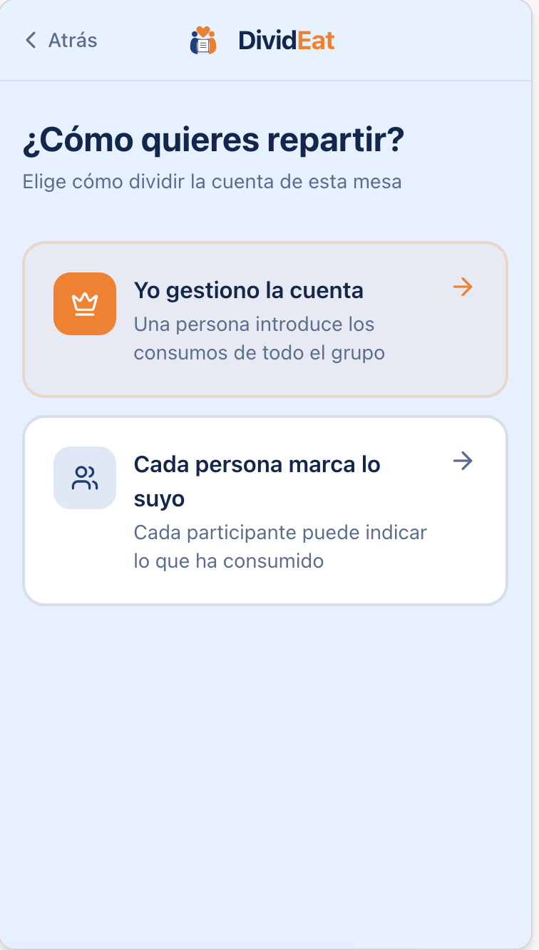 DividEat — Elige cómo repartir
