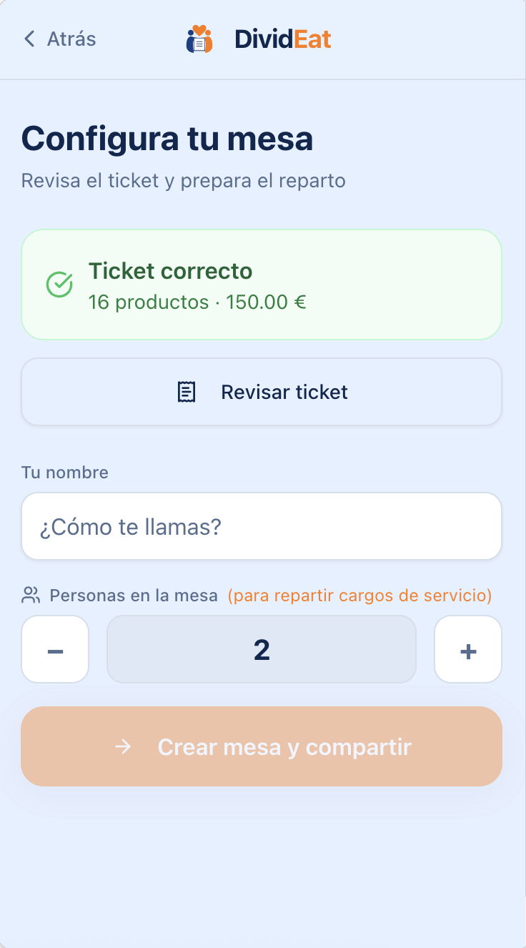 DividEat — Configura tu mesa