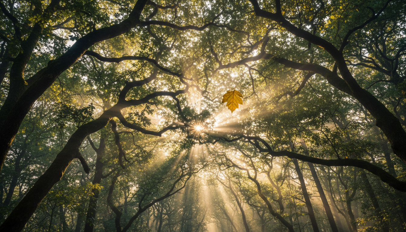 Sunlit forest canopy