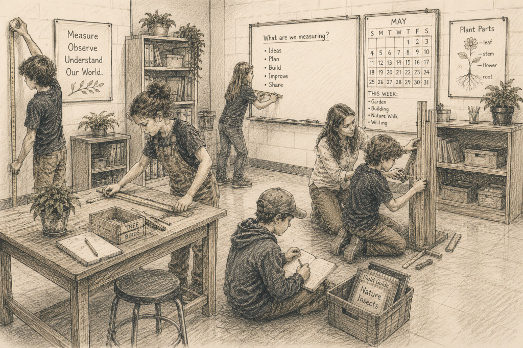 Students working in the classroom