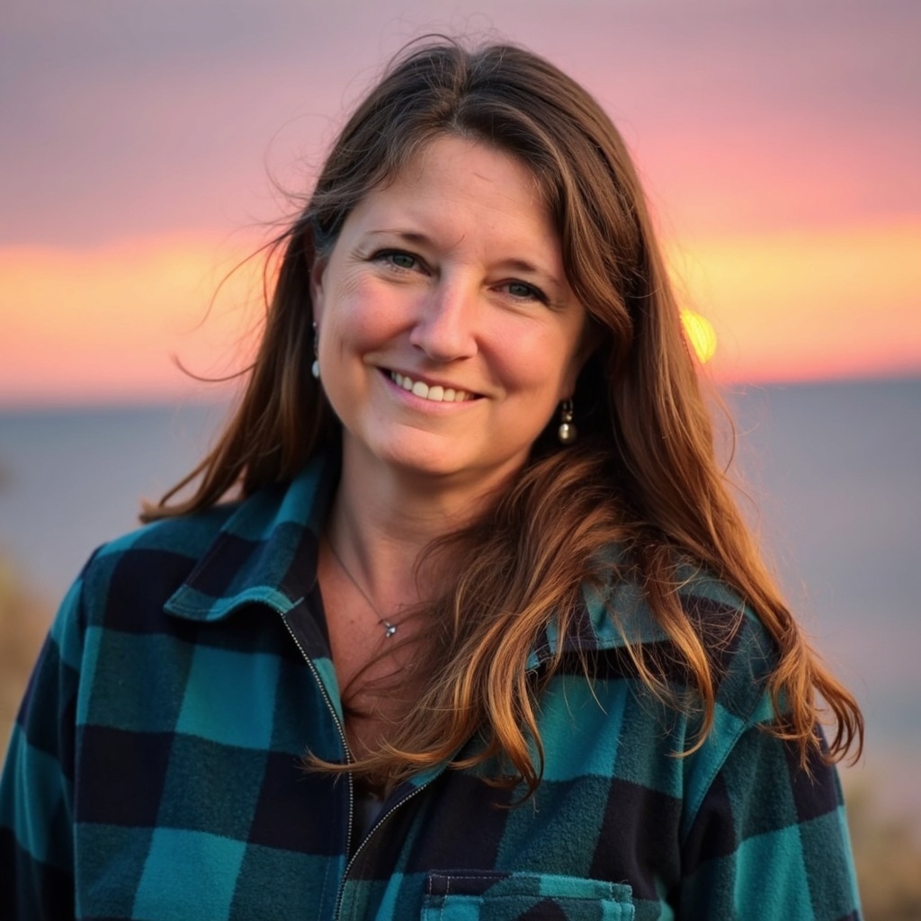 Debbie DeLisle outdoors at golden hour