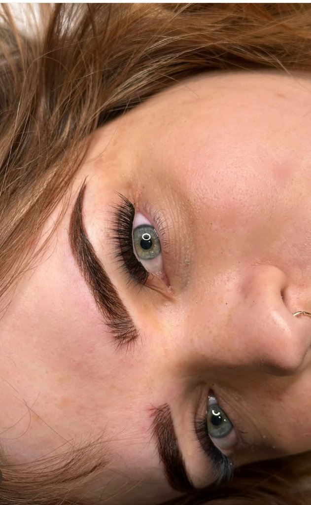 Freshly microbladed brows — close-up