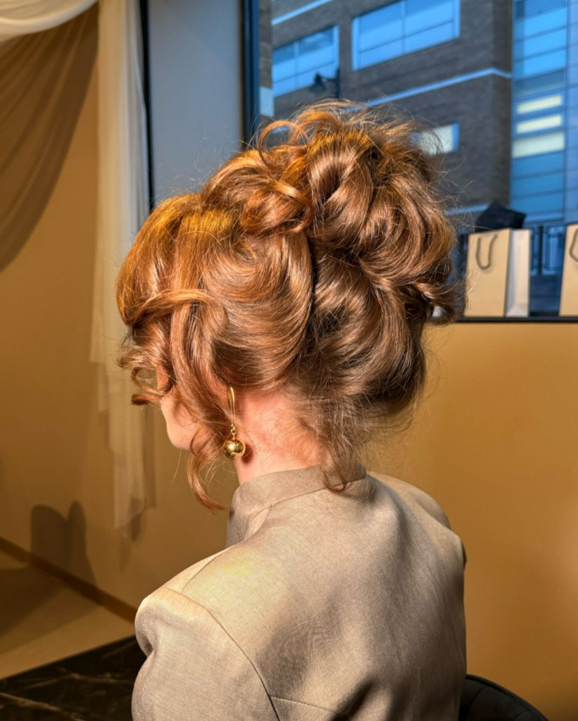 Elegant hair updo from behind