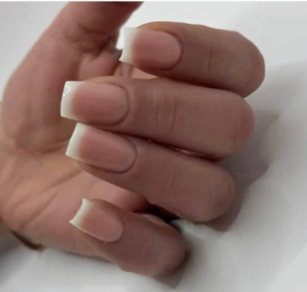 Square-tipped French manicure