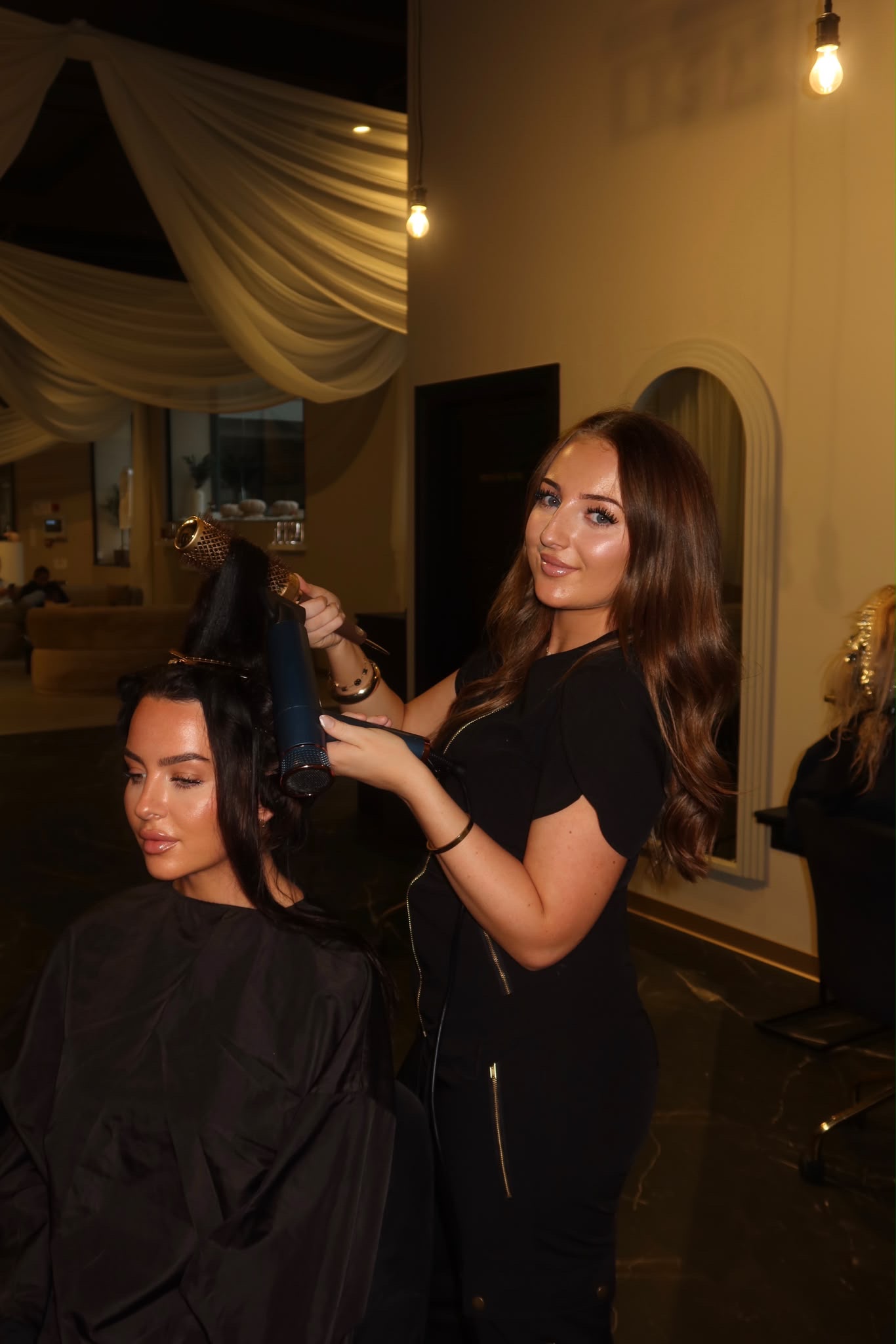 Blow dry in progress at the Danica Payne blow dry bar